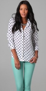 Model Mint and White Polka Dots